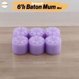Baton Mum Mini 6'lı Mor Renk Silindir Dekoratif Mumu Kandil Fitilli Mumlar Şamdan Kokusuz - Lila - 1 Adet
