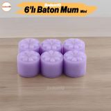 Baton Mum Mini 6'lı Mor Renk Silindir Dekoratif Mumu Kandil Hediyelik Fitilli Mumlar Şamdan Kokusuz