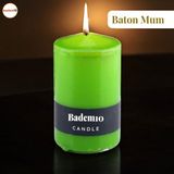 Baton Mum Yeşil Silindir Dekoratif Mumu Kandil Fitilli Mumlar Şamdan Kokusuz 6 x 10 cm - Mint Yeşili - 1 Adet