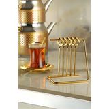 Battal 6'lı 18/10 Paslanmaz Çelik Askılı Gold Çay Kaşığı Sunum Kaşığı Seti
