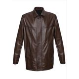 Battal Beden Fındık Renk Erkek Deri Kaban Ceket Üstü - 01 Siyah - 6XL