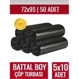 Battal Boy Çöp Torbası 5'li (5X10 50 Adet) Battal Boy Çöp Torbası Yırtılmaz Taşınma Poşeti Eşya Poşeti