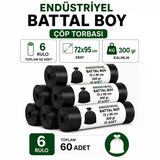 Battal Boy Sızdırmaz Endüstriyel Çöp Poşeti Çöp Torbası 72X95 Cm 60'Li Rulo - 300 Gram Ekstra Dayanıklı
