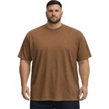 Battal Moda BattalModa Büyük Beden Erkek Basic Bisiklet Yaka Kısa Kollu Tişört %95 Pamuk %5 Likra Vizon 3XL-8XL