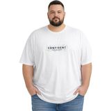 Battal Moda Battalmoda Erkek Büyük Beden Beyaz Bisiklet Yaka Kısa Kollu Confident Tişört 5xl-6xl-7xl-8xl