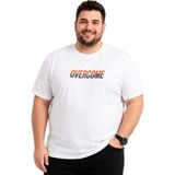 Battal Moda Battalmoda Erkek Büyük Beden Beyaz Bisiklet Yaka Kısa Kollu Overcome Tişört 3xl-4xl-5xl-6xl