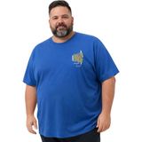 Battal Moda Battalmoda Erkek Büyük Beden Indigo Bisiklet Yaka Kısa Kollu Pragt Tişört 5xl-6xl-7xl-8xl - İndigo