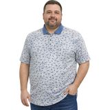Battal Moda Battalmoda Erkek Büyük Beden Indigo Polo Yaka Mikro Desenli Kısa Kollu Tişört 3xl-4xl-5xl-6xl - İndigo