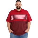 Battal Moda Battalmoda Erkek Büyük Beden Kırmızı Polo Yaka Kısa Kollu Şeritli Tişört 3xl-4xl-5xl-6xl - Bordo