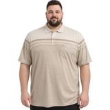Battal Moda Battalmoda Erkek Büyük Beden Melanj Bej Polo Yaka Kısa Kollu Block Tişört 5xl-6xl-7xl-8xl - Bej Melanj