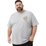 Battal Moda Battalmoda Erkek Büyük Beden Melanj Gri Bisiklet Yaka Kısa Kollu Pragt Tişört 5xl-6xl-7xl-8xl - Melanj - Gri