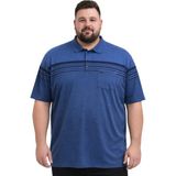Battal Moda Battalmoda Erkek Büyük Beden Melanj Indigo Polo Yaka Kısa Kollu Block Tişört 5xl-6xl-7xl-8xl - İndigo