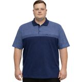 Battal Moda Battalmoda Erkek Büyük Beden Melanj Indigo Polo Yaka Kısa Kollu Punto Tişört 5xl-6xl-7xl-8xl - Indigo Melanj