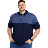 Battal Moda Battalmoda Erkek Büyük Beden Melanj Lacivert Polo Yaka Kısa Kollu Band Tişört 3xl-4xl-5xl-6xl