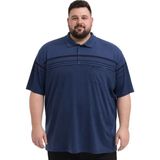 Battal Moda Battalmoda Erkek Büyük Beden Melanj Lacivert Polo Yaka Kısa Kollu Block Tişört 5xl-6xl-7xl-8xl