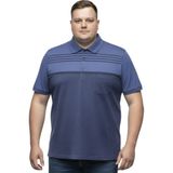 Battal Moda Battalmoda Erkek Büyük Beden Melanj Lacivert Polo Yaka Kısa Kollu Çizgili Tişört 3xl-4xl-5xl-6xl
