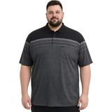 Battal Moda Battalmoda Erkek Büyük Beden Melanj Siyah Polo Yaka Kısa Kollu Block Tişört 5xl-6xl-7xl-8xl - Siyah Melanj