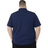 Battal Moda Battalmoda Erkek Büyük Beden Polo Yaka Melanj Lacivert Kısa Kollu Pike Tişört 3xl-4xl-5xl-6xl-7xl-8xl