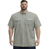 Battal Moda Büyük Beden Erkek Çift Cepli Kısa Kollu Gömlek %100 Pamuk Haki 3XL-8XL - 5XL