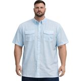 Battal Moda Büyük Beden Erkek Çift Cepli Kısa Kollu Gömlek %100 Pamuk Mint 3XL-8XL - 6XL