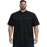 Battal Moda Büyük Beden Erkek Çift Cepli Kısa Kollu Gömlek %100 Pamuk Siyah 3XL-8XL - 4XL