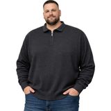 Battal Moda Erkek Büyük Beden Antrasit Polo Yaka Fermuarlı Dokulu Triko Kazak 3xl-4xl-5xl-6xl