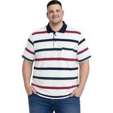 Battal Moda Erkek Büyük Beden Beyaz Ince Çizgili Pike Tişört 3xl-4xl-5xl-6xl