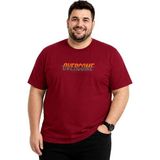Battal Moda Erkek Büyük Beden Bordo Bisiklet Yaka Kısa Kollu Overcome Tişört 3xl-4xl-5xl-6xl