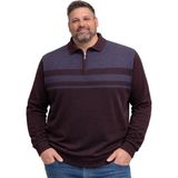 Battal Moda Erkek Büyük Beden Bordo Polo Yaka Çizgili Fermuarlı Triko Kazak 3xl-4xl-5xl-6xl