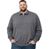Battal Moda Erkek Büyük Beden Füme Polo Yaka Fermuarlı Dokulu Triko Kazak 3xl-4xl-5xl-6xl