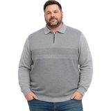 Battal Moda Erkek Büyük Beden Gri Atlas Polo Yaka Fermuarlı Triko Kazak 5xl-6xl-7xl-8xl