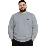 Battal Moda Erkek Büyük Beden Gri Bisiklet Yaka Motif Triko Kazak 3xl-4xl-5xl-6xl