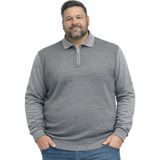 Battal Moda Erkek Büyük Beden Gri Polo Yaka Fermuarlı Triko Kazak 5xl-6xl-7xl-8xl