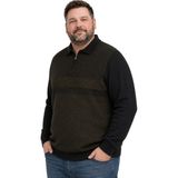 Battal Moda Erkek Büyük Beden Haki Atlas Polo Yaka Fermuarlı Triko Kazak 5xl-6xl-7xl-8xl