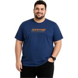 Battal Moda Erkek Büyük Beden Indigo Bisiklet Yaka Kısa Kollu Overcome Tişört 3xl-4xl-5xl-6xl - İndigo