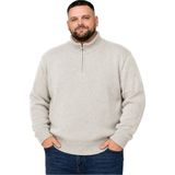Battal Moda Erkek Büyük Beden Koyu Bej Hattush Fermuarlı Dik Yaka Triko Kazak 3xl-4xl-5xl-6xl