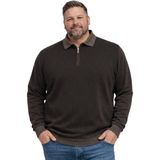 Battal Moda Erkek Büyük Beden Koyu Vizon Polo Yaka Fermuarlı Triko Kazak 5xl-6xl-7xl-8xl