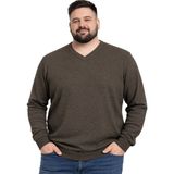 Battal Moda Erkek Büyük Beden Koyu Vizon V Yaka Triko Kazak 3xl-4xl-5xl-6xl