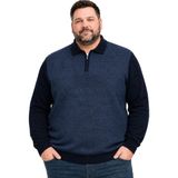 Battal Moda Erkek Büyük Beden Lacivert Atlas Polo Yaka Fermuarlı Triko Kazak 5xl-6xl-7xl-8xl