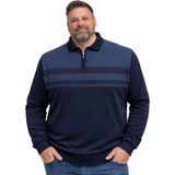 Battal Moda Erkek Büyük Beden Lacivert Polo Yaka Çizgili Fermuarlı Triko Kazak 3xl-4xl-5xl-6xl