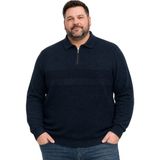 Battal Moda Erkek Büyük Beden Melanj Lacivert Atlas Polo Yaka Fermuarlı Triko Kazak 5xl-6xl-7xl-8xl