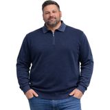 Battal Moda Erkek Büyük Beden Melanj Lacivert Polo Yaka Fermuarlı Triko Kazak 5xl-6xl-7xl-8xl