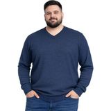 Battal Moda Erkek Büyük Beden Melanj Lacivert V Yaka Triko Kazak 3xl-4xl-5xl-6xl