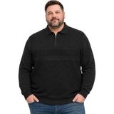 Battal Moda Erkek Büyük Beden Siyah Atlas Polo Yaka Fermuarlı Triko Kazak 5xl-6xl-7xl-8xl
