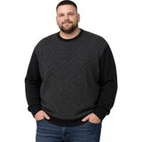 Battal Moda Erkek Büyük Beden Siyah Bisiklet Yaka Motif Triko Kazak 3xl-4xl-5xl-6xl