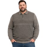 Battal Moda Erkek Büyük Beden Vizon Atlas Polo Yaka Fermuarlı Triko Kazak 5xl-6xl-7xl-8xl