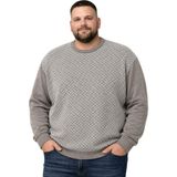Battal Moda Erkek Büyük Beden Vizon Bisiklet Yaka Motif Triko Kazak 3xl-4xl-5xl-6xl