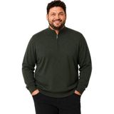 Battal Moda Erkek Büyük Beden Vizon Fermuarlı Dik Yaka Pamuklu Kazak 3xl-4xl-5xl-6xl - Haki