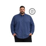 BattalModa Erkek Büyük Beden Açık Lacivert Uzun Kollu Gömlek 3XL-4XL-5XL-6XL-7XL-8XL