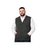 BattalModa Erkek Büyük Beden Antrasit Cepli Triko Yelek 3XL-4XL-5XL-6XL